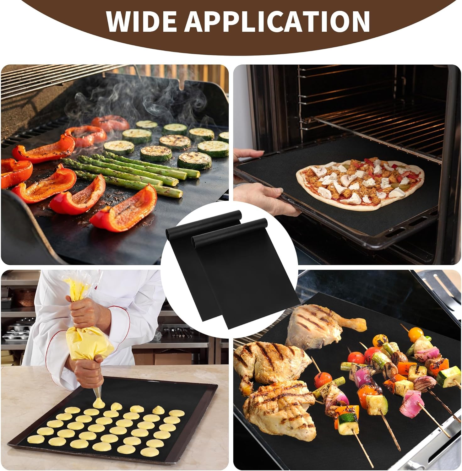 Regine Switzerland Heavy-Duty Oven Liners - 8 Pack Non-Stick Mats for Electric & Gas Ovens | 17 x 25 Inch Black