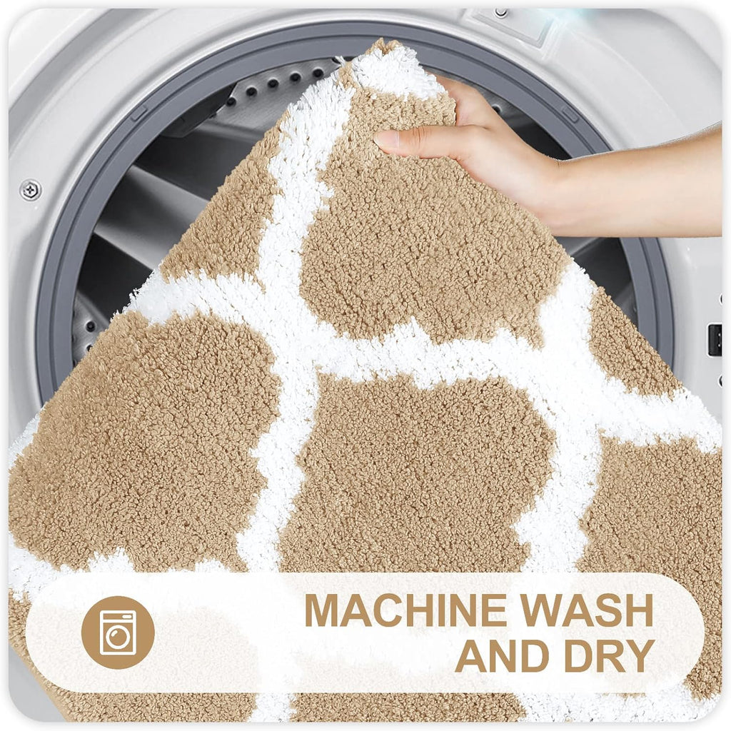 OLANLY Bathroom Rugs - Soft, Absorbent Microfiber Bath Mats | Non-Slip Shaggy Design, 30x20, Beige
