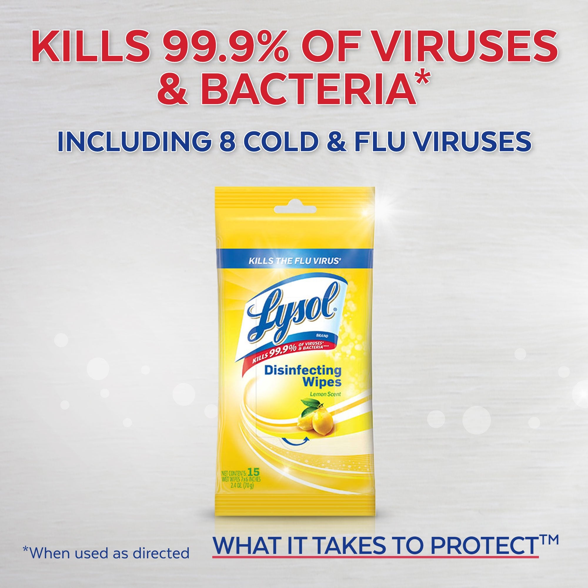 LYSOL Disinfecting Wipes - Lemon & Lime Blossom To-Go Flatpack 15 ct. (Pack of 6)