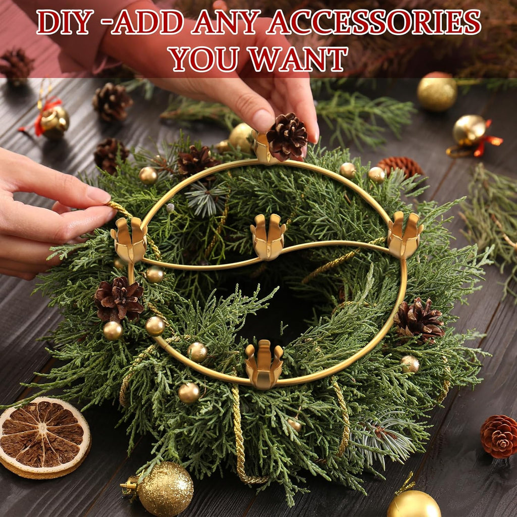 Sliner Christmas Flower Advent Wreath Ring - 5 Candle Holder Metal Centerpiece for Holiday Decor