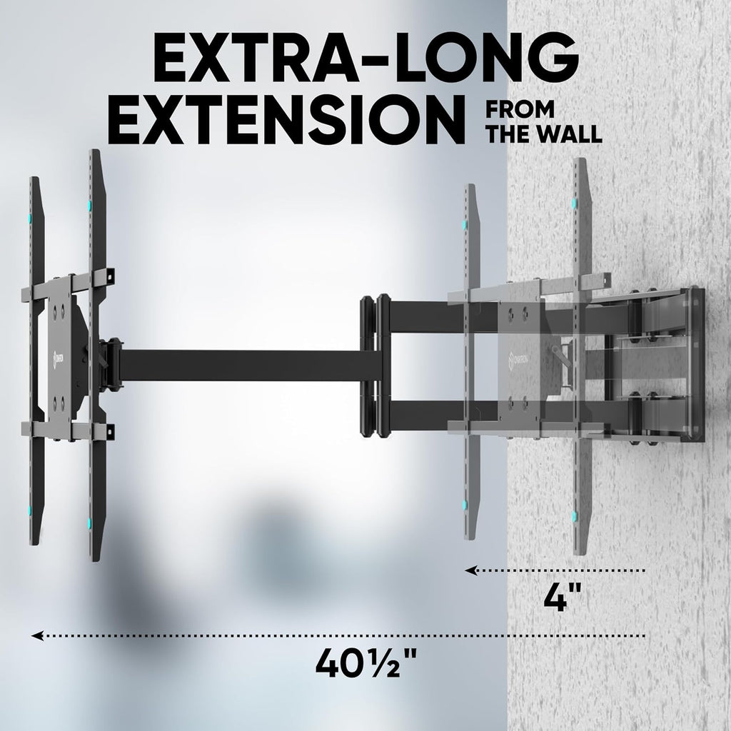 ONKRON Full Motion TV Wall Mount - Heavy Duty for 42-110 Inch TVs | Swivel, Tilt, Long Reach, Max VESA 800x600, Black