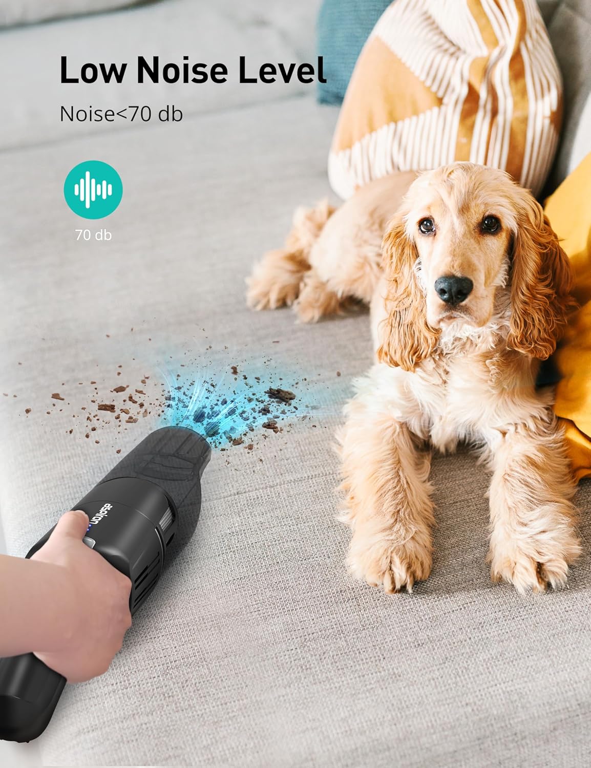 Aspiron Cordless Handheld Vacuum - 24KPA Powerful Suction, 2-Speed, Wireless Charger, Ergonomic Design, Black/Silver