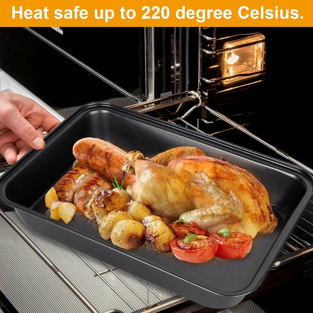 Nonstick Baking Sheets Set of 4 by [Brand Name] - Versatile Cookie Trays for Oven | Dishwasher Safe, Black