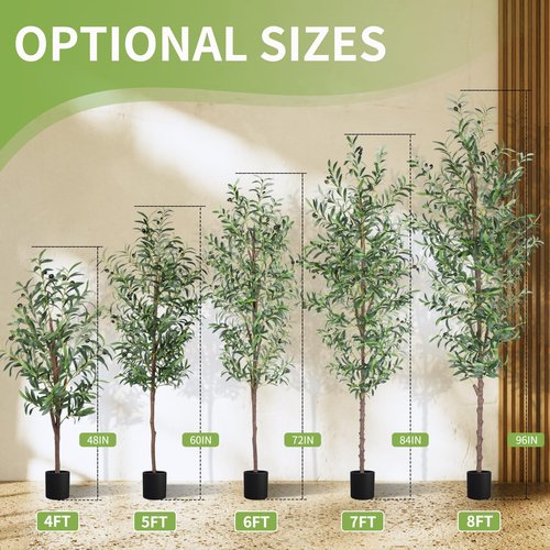 CETRD Artificial Olive Tree, 6FT Tall Faux Olive Trees 72in Outdoor Fake Potted Silk Plant with Trunk and Realistic 648 Leaves and 24 Fruits for Modern Office Home Decor Indoor（1pack）