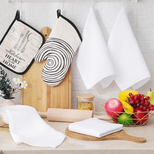 Homaxy 100% Cotton Dish Cloths - Ultra Soft & Absorbent Quick-Drying Towels | 12x12 Inches, 6-Pack, White
