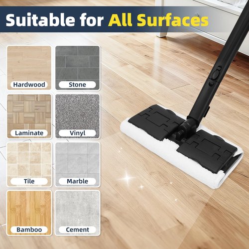 LOVECO 6+6 Pack Reusable Microfiber Mop Pads Compatible with Waitbird Steam Cleaner STC-EU168, 6 Pack Steam Mop Pads + 6 Pack Ironing Cloths Set Replacement + Laundry Bag (Mop is Not Included)