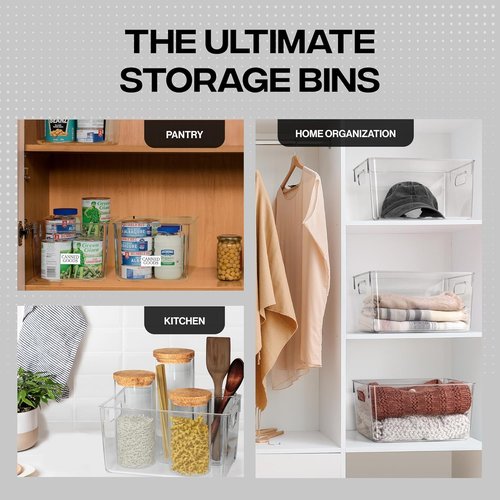 ClearSpace Clear Plastic Storage Bins - Versatile Pantry Organizers & Storage Containers for Home, Office, Garage