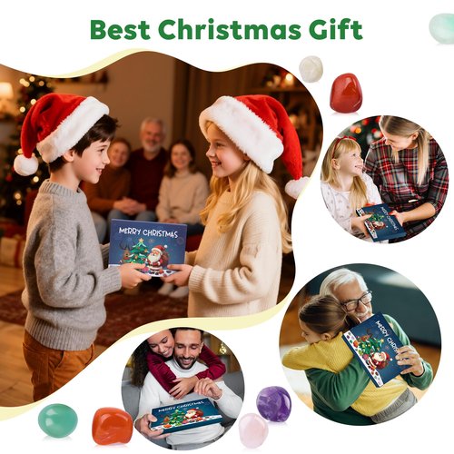 Crystal Advent Calendar 2026 for Kids, 24 Natural Gemstones & Healing Stones Advent Calendar with Geographic Gemstone Rocks and Minerals - Christmas Countdown Gift for Boys, Girls, Teens & Adults