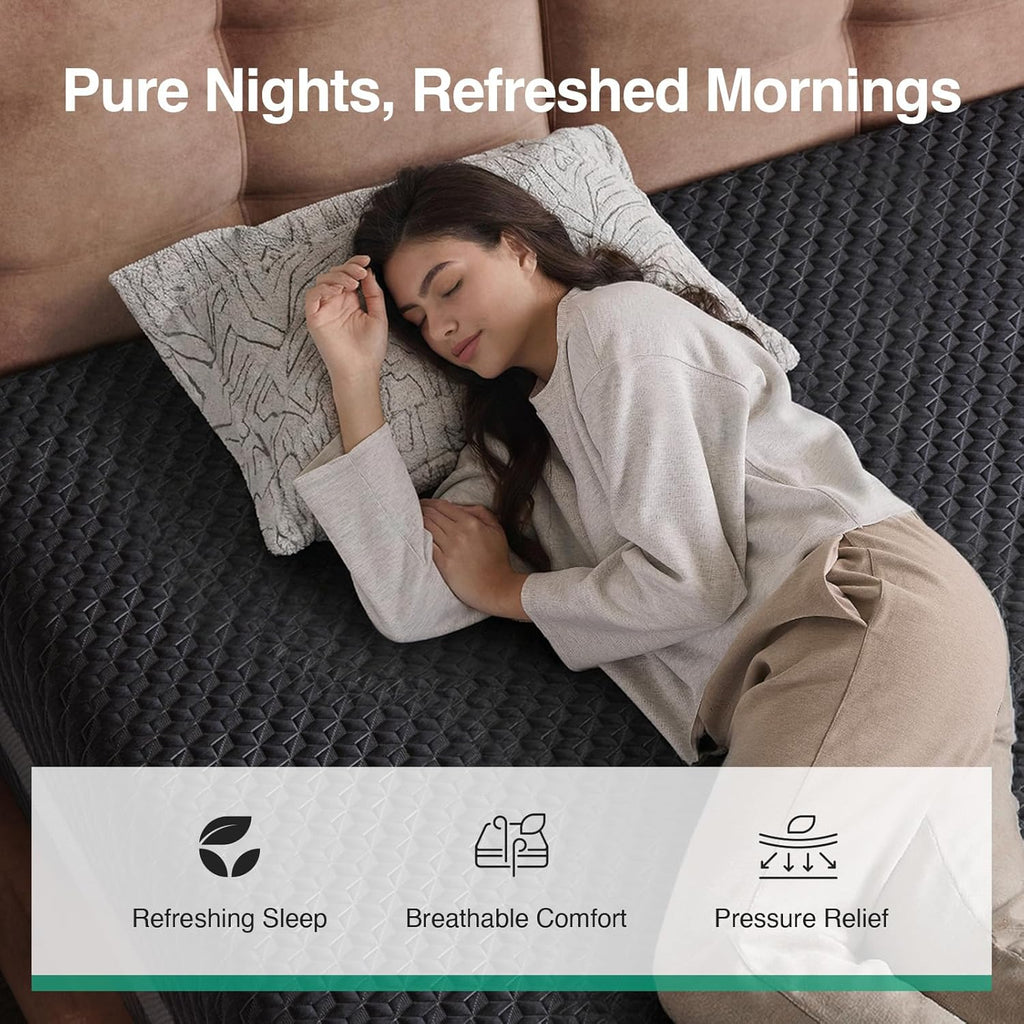 Novilla 14 Inch Queen Gel Memory Foam Mattress - Green Tea-Infused for Pressure Relief & Support