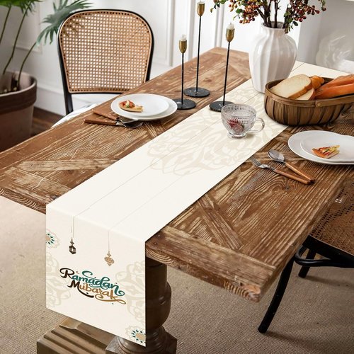 CABEST Ramadan Decorations for Home 2026 - Table Runner & 4Pcs Pillow Covers (18" x 18" (Pack of 5))