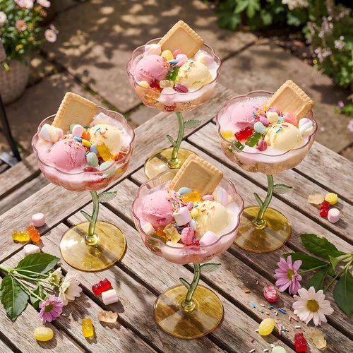 Yiyiring 24 Pcs Flower Detachable Martini Glasses, 7oz Plastic Cocktail Glasses, Flower Edge Wavy Mimosa Champagne Glass Coupe Unbreakable Glassware for Wine Wedding Valentine Party(Pink)