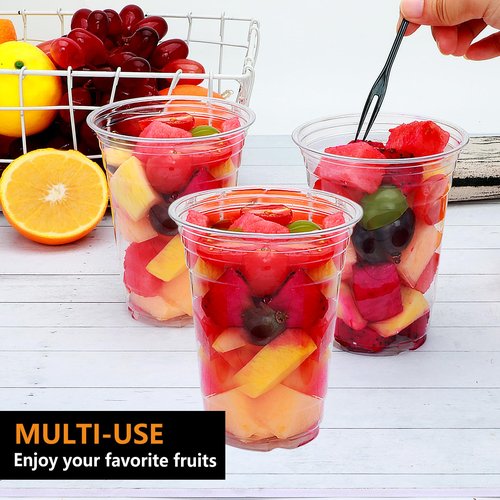 Brajttt 16 oz Clear Plastic Cups with Lids and Straws, 100 Pack Disposable Iced Coffee Cups with Lids, Sturdy & Food Safe lemonade cups for Cold Drinks,Friend,Party, Kitchen Accessories