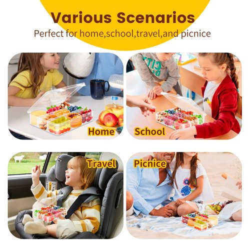 AQSXO 1 Pcs Snack Box Container, 9 Compartments Snack Containers Reusable Meal Prep Lunch Containers.