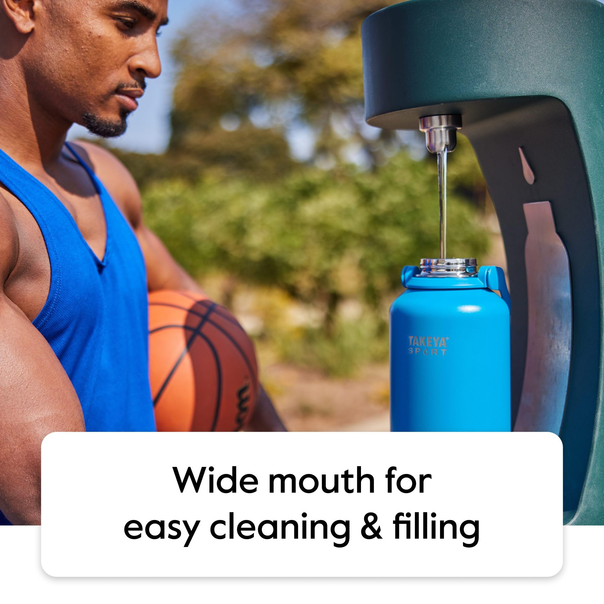 Takeya Sports Water Bottle with Spout Lid - Bottle with Triple Stainless Steel Insulation - Dishwasher Safe & BPA-Free - Bottle with Ice-Blocking Spout Lid & Removable Bumper - 64 oz, Touchdown Teal