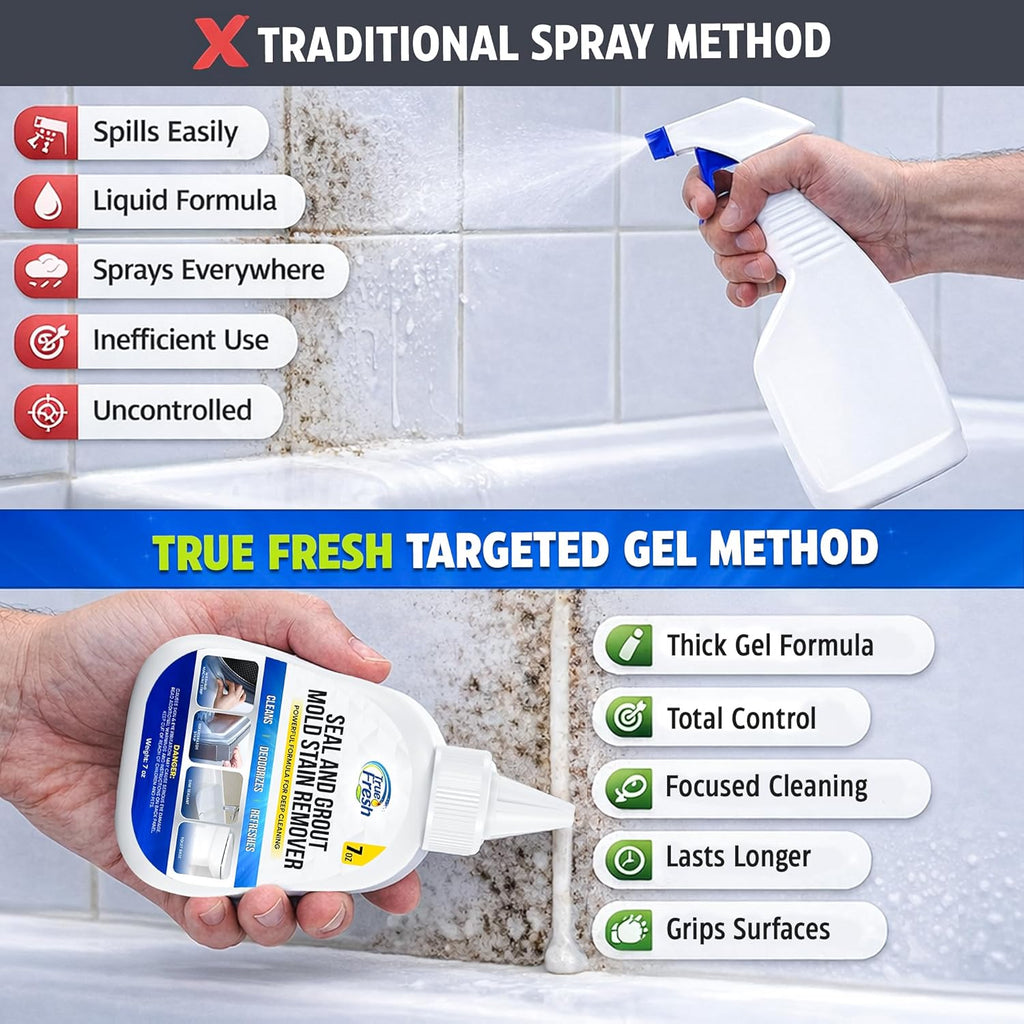 True Fresh Mold Stain Remover Gel - Heavy Duty Cleaner for Washing Machine Seals & Grout - 7 oz