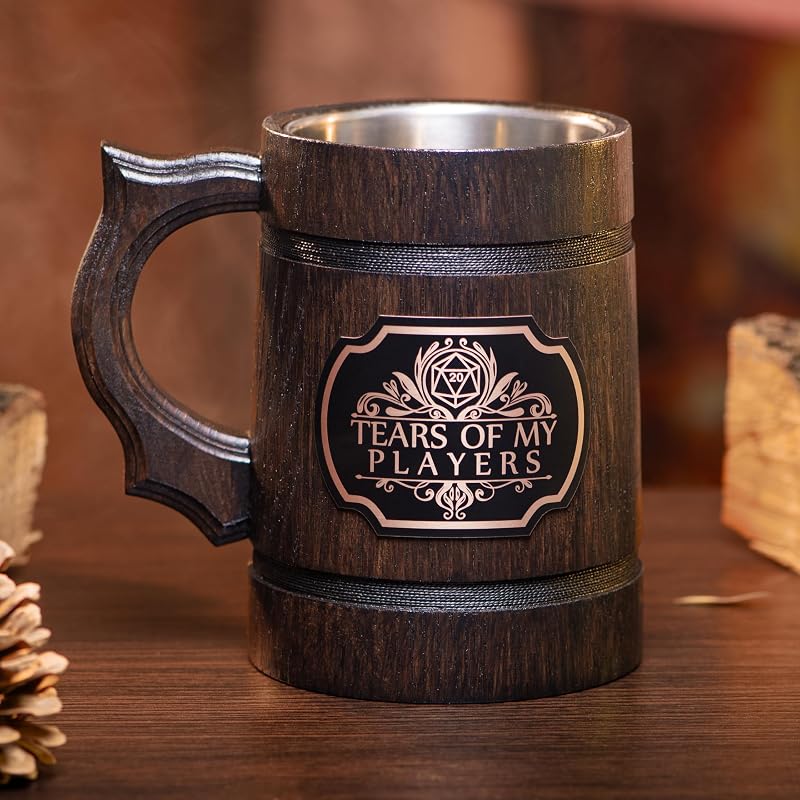 Oak Wood 17oz Tears of My Players Mug – DnD DM Gift Beer Stein