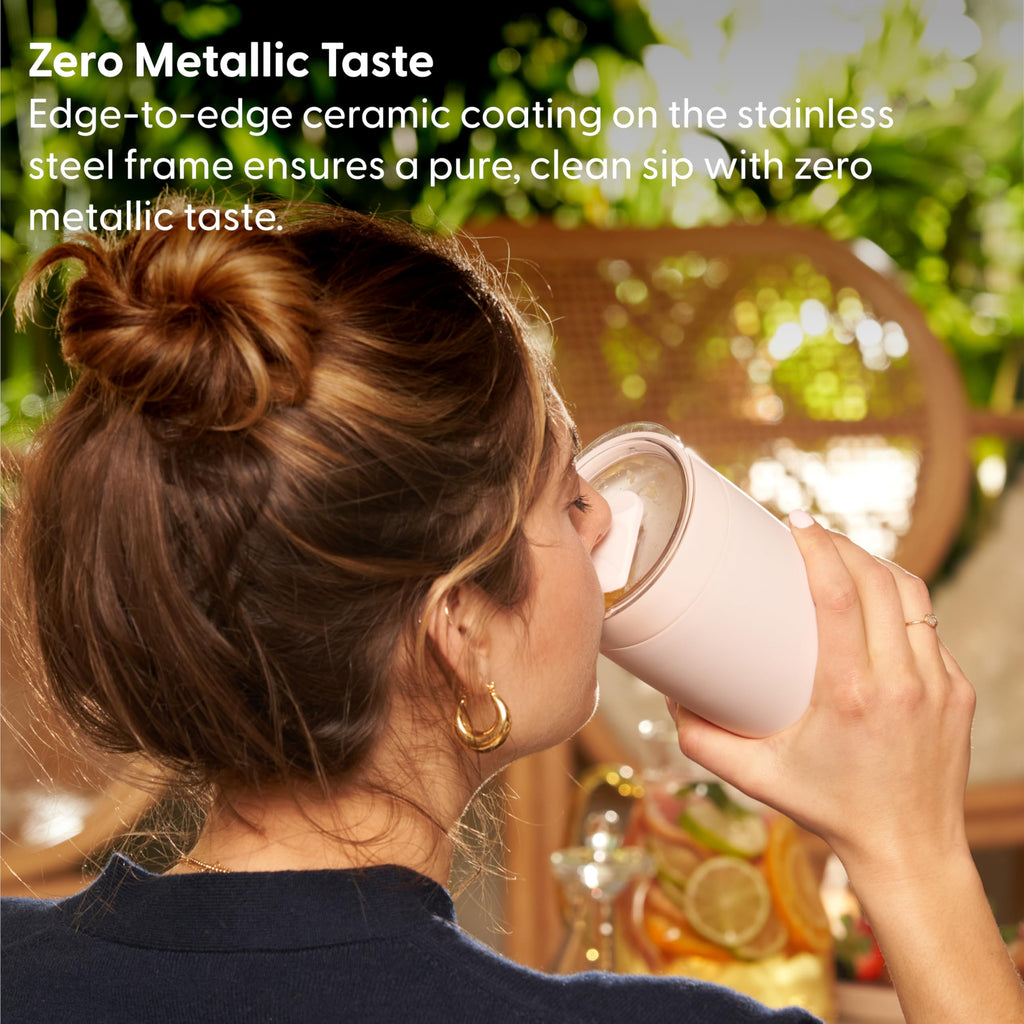 W&P Porter Insulated Tumbler 20 oz | No Metallic Aftertaste Ceramic Coated for Water, Coffee, & Tea | Wide Mouth Vacuum Insulated | Dishwasher Safe, Cream Terrazzo