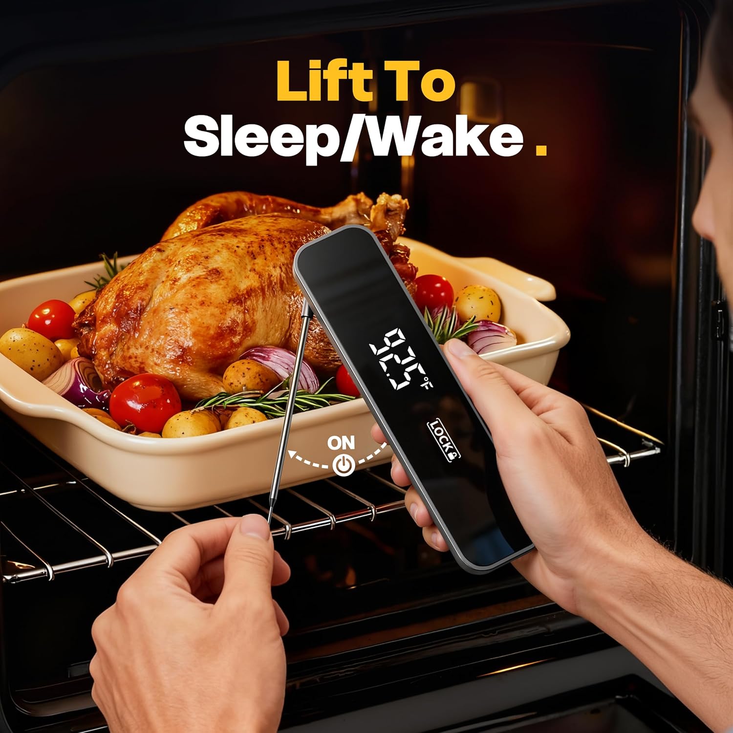 Skiennix Professional Instant Read Meat Thermometer - Digital Cooking & BBQ Thermometer | Fast 0.3S Read Time, Grey