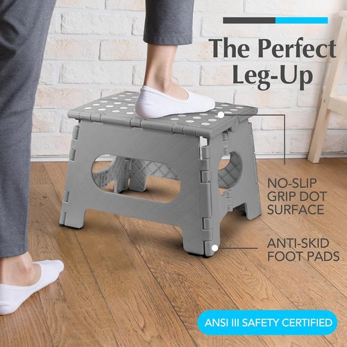 Handy Laundry Folding Step Stool - Lightweight & Sturdy for Adults and Kids - Easy One-Flip Design (Grey | 2-Pack)