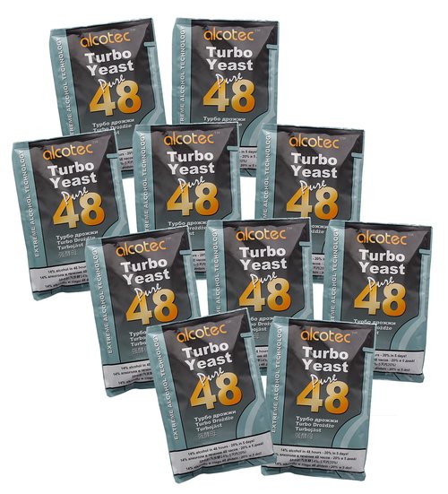 Alcotec 48 Hour Turbo Yeast | Brewers Yeast Powder| Wine Yeast for Wine Making | Instant Dry Yeast | nutritional yeast | 135g (10 Packs)