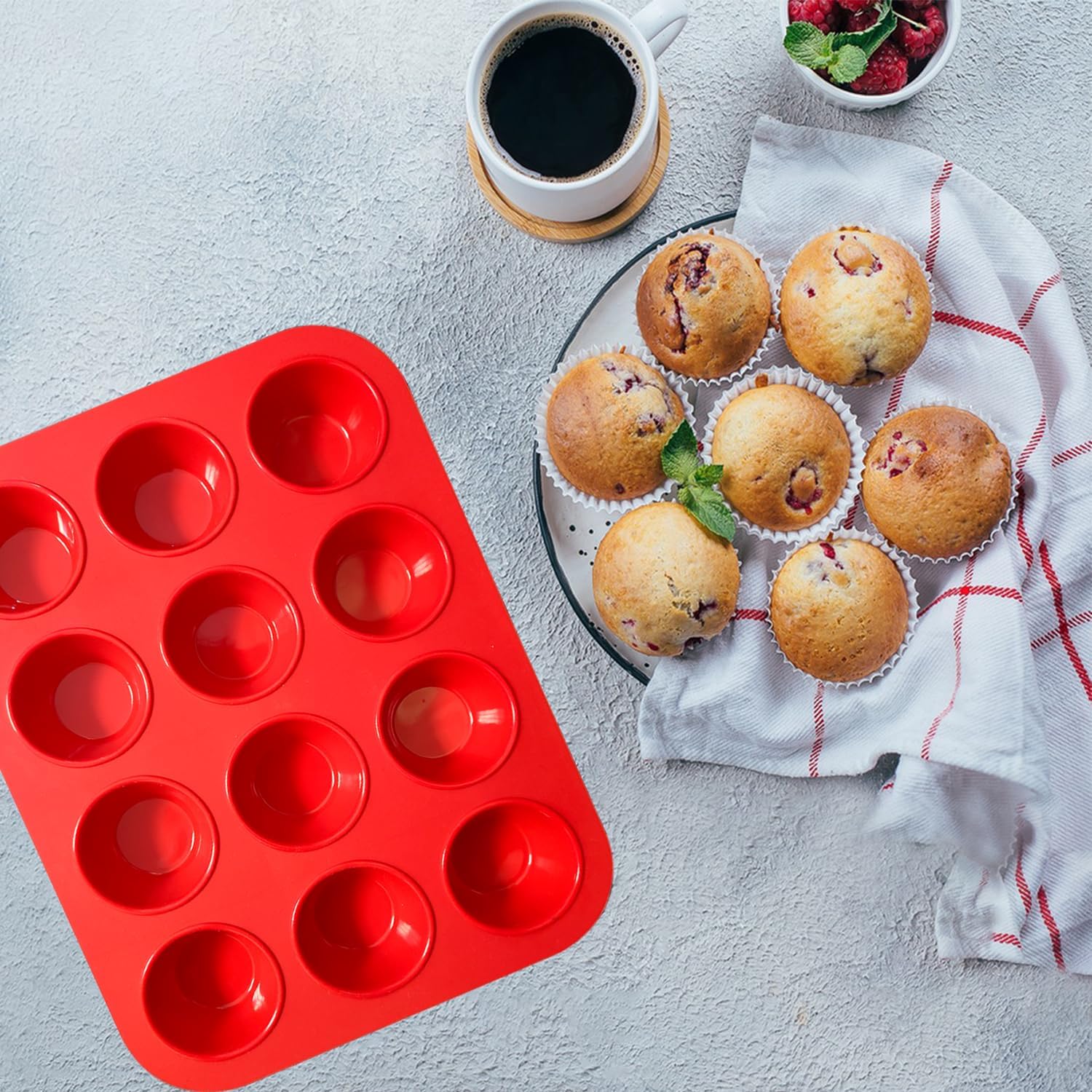 Saphe Silicone Muffin Pans - Nonstick 7-Cup Baking Molds for Egg Bites, Muffins & Cupcakes | 2-Pack