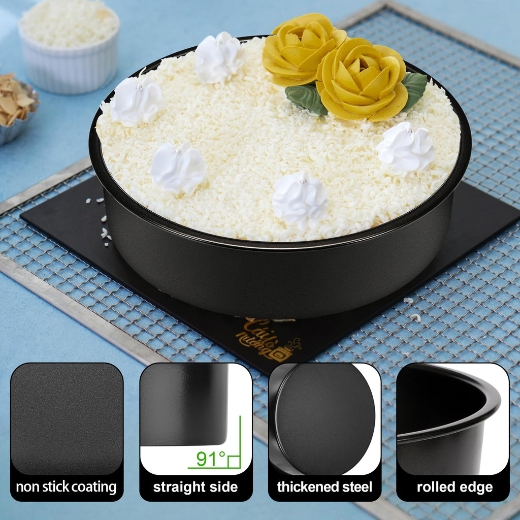 AWTBDP 6 Inch Cake Pans Set of 3, Smash Cake Pans with 100PCS Parchment Paper for Layer Cakes, No-Stick Round Cake Pan Sets for Baking, Durable Baking Pan Set for Christmas Birthday, Dishwasher Safe