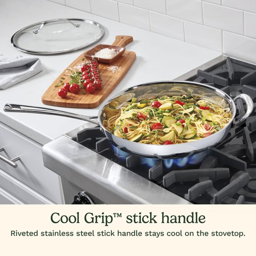 Cuisinart PureClad™ PureClad™ Triple-Ply 12" Stainless Steel Skillet with Helper Handle and Cover. PCT22-30HC