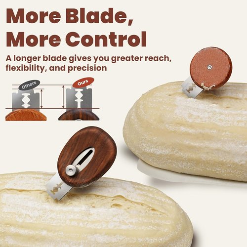 JACYAO's Magnetic Bread Lame - Safe Telescopic Sourdough Scoring Tool with 11 Razor Blades | Black Walnut & Stainless Steel