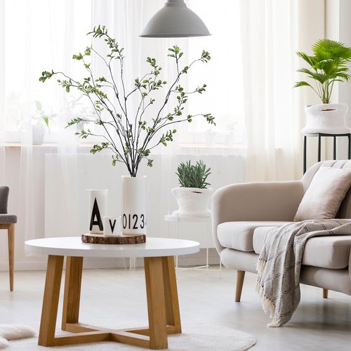 Sggvecsy 47.2’’ 4Pcs Artificial Ficus Branches Artificial Greenery Stems Faux Ficus Twig Plants Fake Leaf Spray Green Eucalyptus Branches for Vase Filler Office Home Wedding Decoration