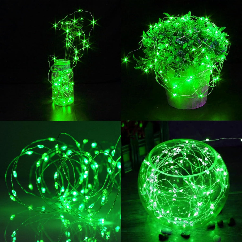WATERGLIDE 12 Pack St. Patrick's Day Fairy Lights - 7 ft Battery Operated LED Mini String Lights | Waterproof Silver Wire for DIY Decor