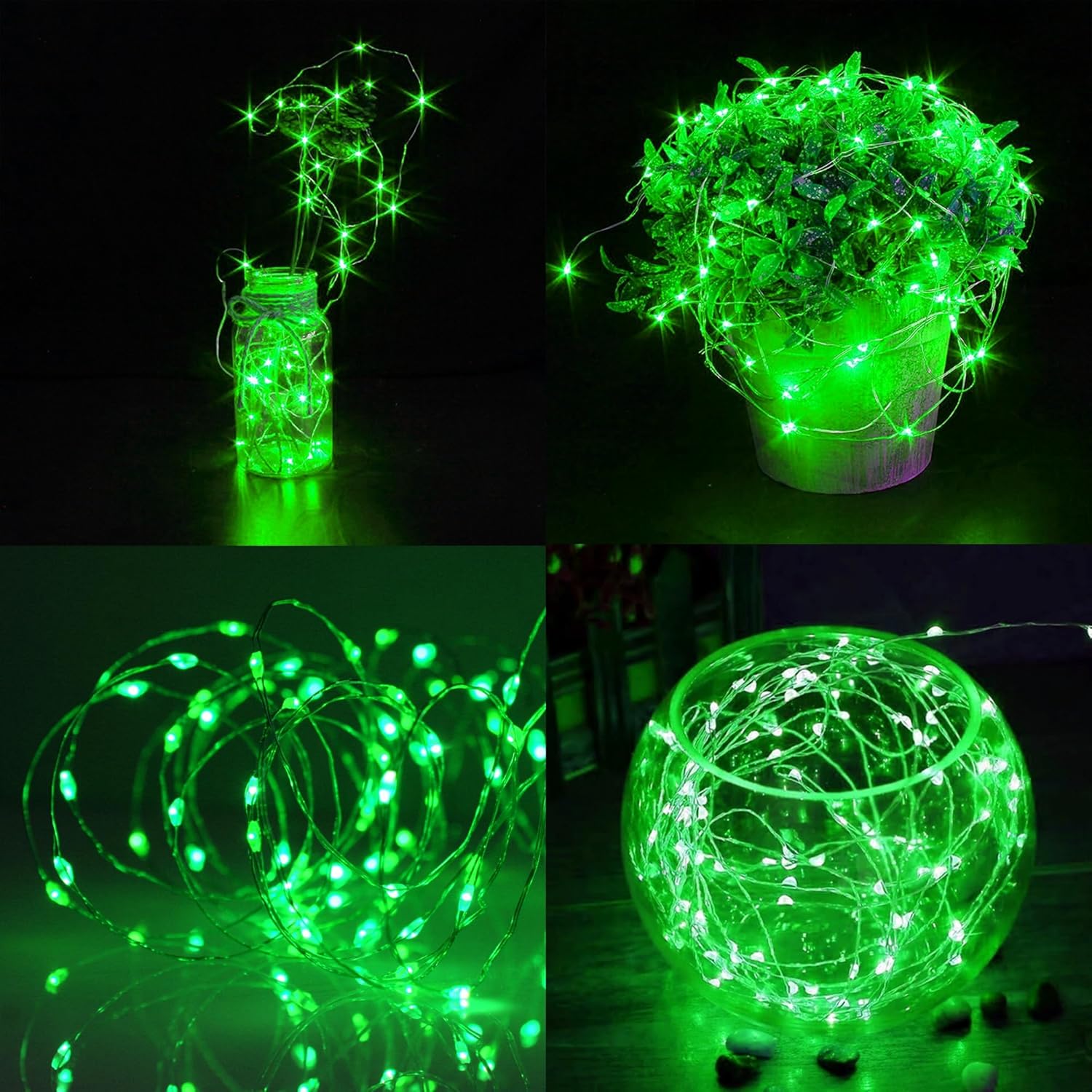 WATERGLIDE 12 Pack St. Patrick's Day Fairy Lights - 7 ft Battery Operated LED Mini String Lights | Waterproof Silver Wire for DIY Decor