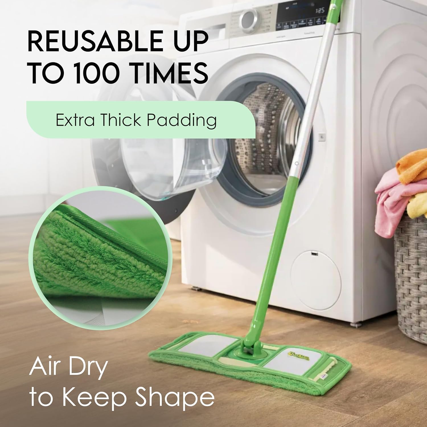 Turbo Reusable Mop Pads - Washable Microfiber Refills for Swiffer Sweeper - 12 Inch | 2 Pack