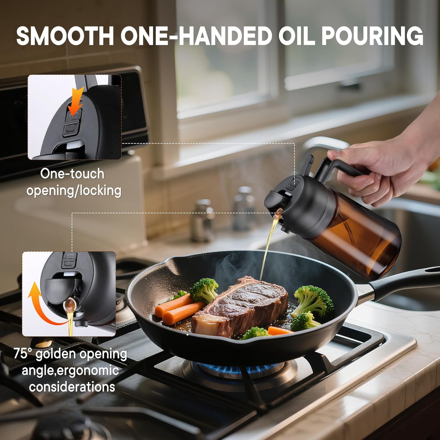 Olive Oil Sprayer 16oz - Premium Dark Brown Glass Dispenser for Cooking & Air Fryer | 2-in-1 Spray & Pour