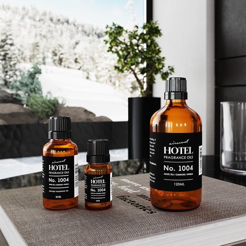 AirScent Hotel Diffuser Oil No. 1004 - White Tea, Oakmoss & Vanilla - Premium Fragrance for Ultrasonic Diffusers | 30 mL Glass Bottle with Dropper