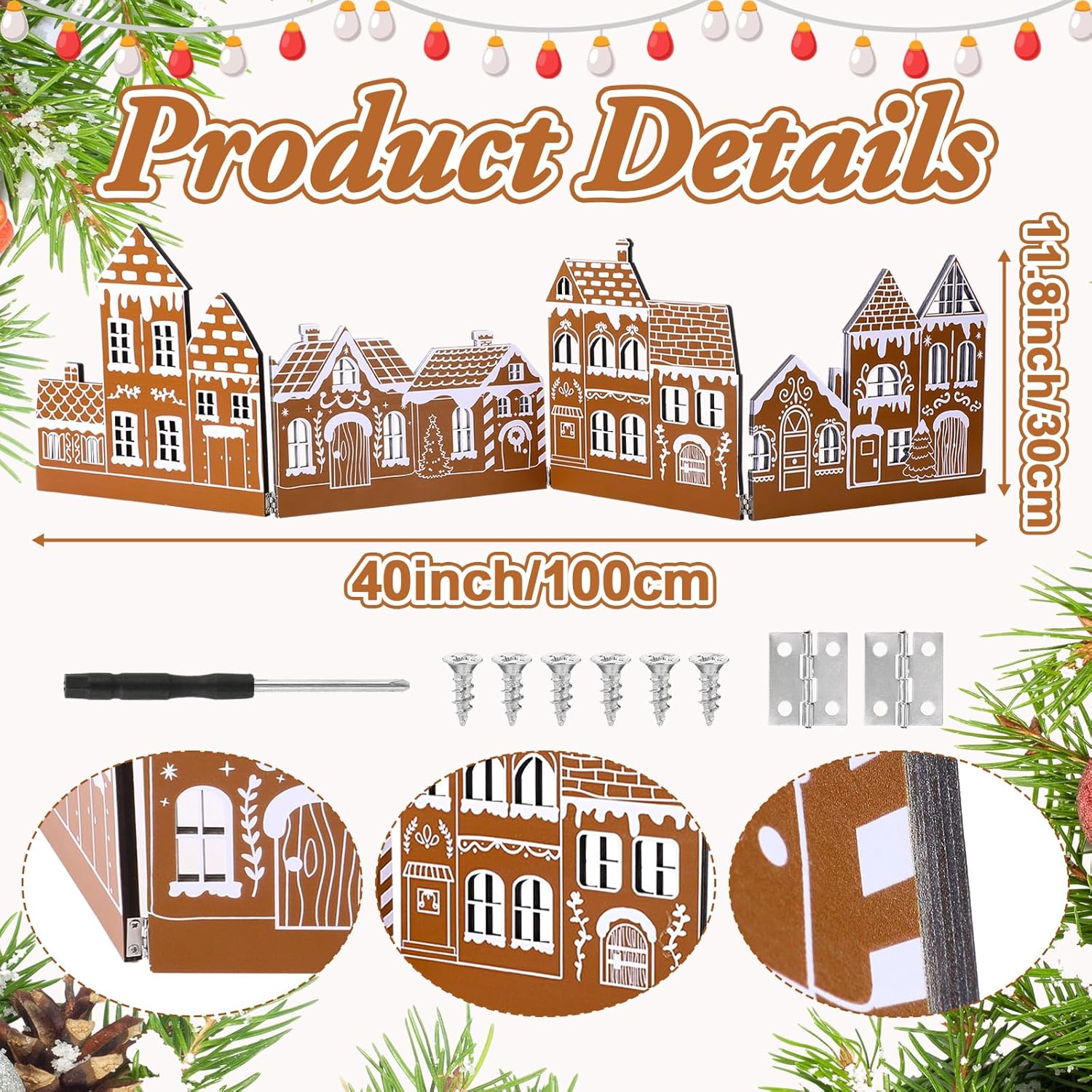 Thyle Wooden Christmas Houses Set - Rustic Gingerbread House Decor for Tabletop & Shelf | Xmas Village Centerpiece