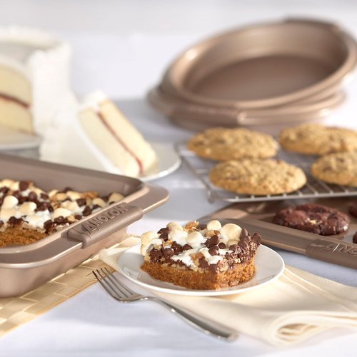 Anolon Advanced Nonstick Bakeware Set - 5 Piece Baking Pans with Comfortable Grips, Brown