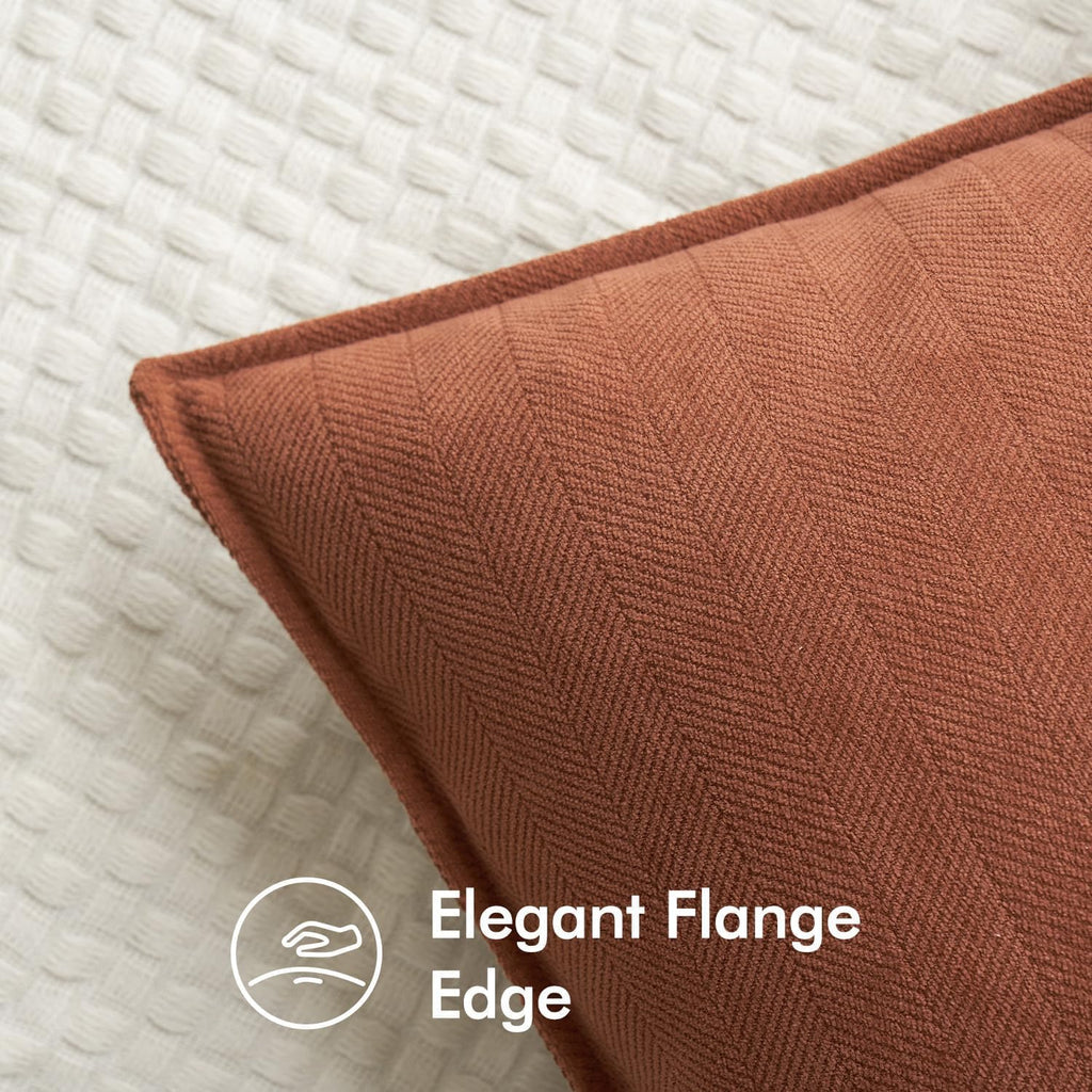 MIULEE Burnt Orange Decorative Pillow Covers - Soft Chenille 20x20 Inch | Luxurious Farmhouse Cushion for Sofa & Bedroom