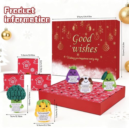 Handmade Crochet Animals Advent Calendar 2025 - 24 Days Christmas Countdown with Positive Cards