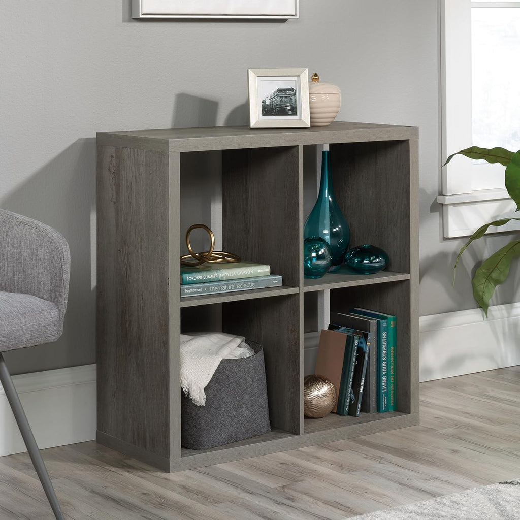 Sauder 4-Cube Organizer Storage Bookcase - Stylish Mystic Oak Design for Versatile Use