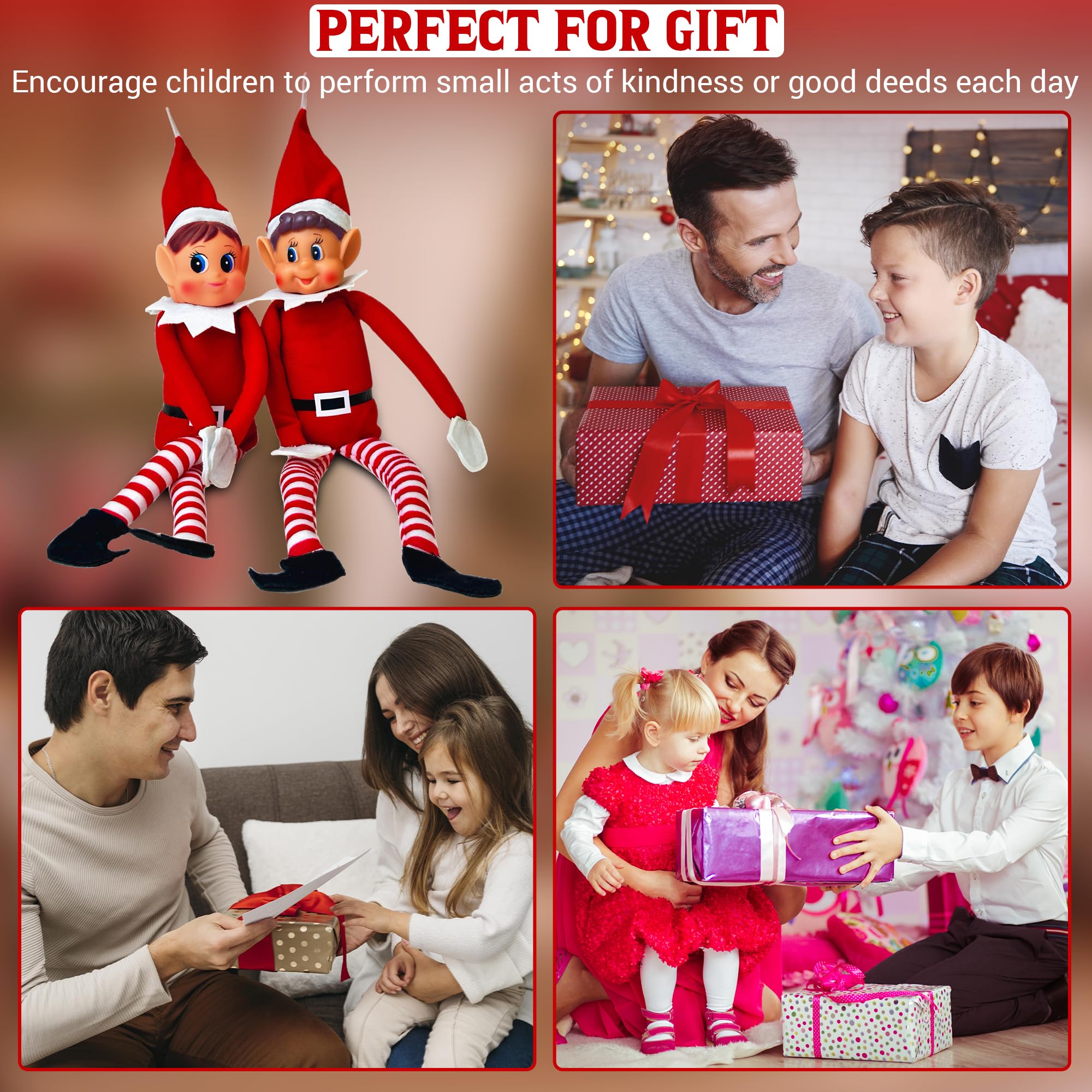 Prime Collectibles Naughty Elf Couple 2 Pack – 12 Inch Boy & Girl Christmas Elf Figures with Soft Bodies & Vinyl Faces, Santa’s Little Helpers, Holiday Shelf Decor, Festive Christmas Display Set