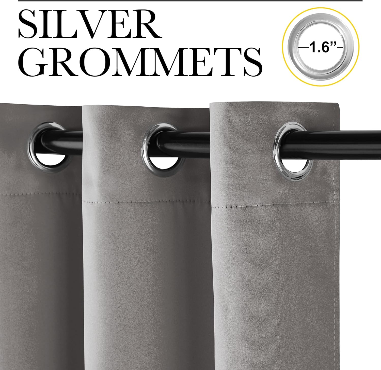 NICETOWN Room Darkening Curtains - Chrome Gray Grommet Drapes for Small Windows | 42" x 84", 2 Panels