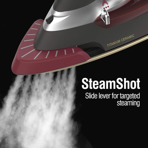 CHI Steam 2-in-1 Steam Iron | Vertical Garment Steamer with Targeted SteamShot - 1200 Watts, Titanium Soleplate