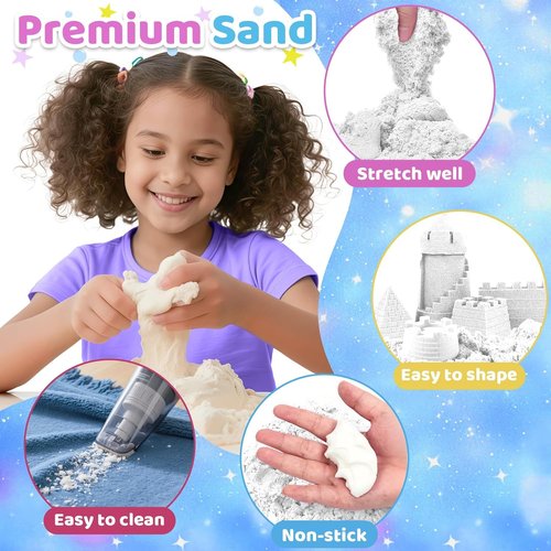 Aocii Kids Sensory Bin Sand Kit - Winter Fairy Tale Theme Sandbox Play Set for Ages 3-9