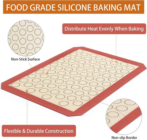 Deedro Baking Sheet Set - Stainless Steel Cookie Pan with Silicone Mats | 4-Piece, Non-Toxic, Easy Clean