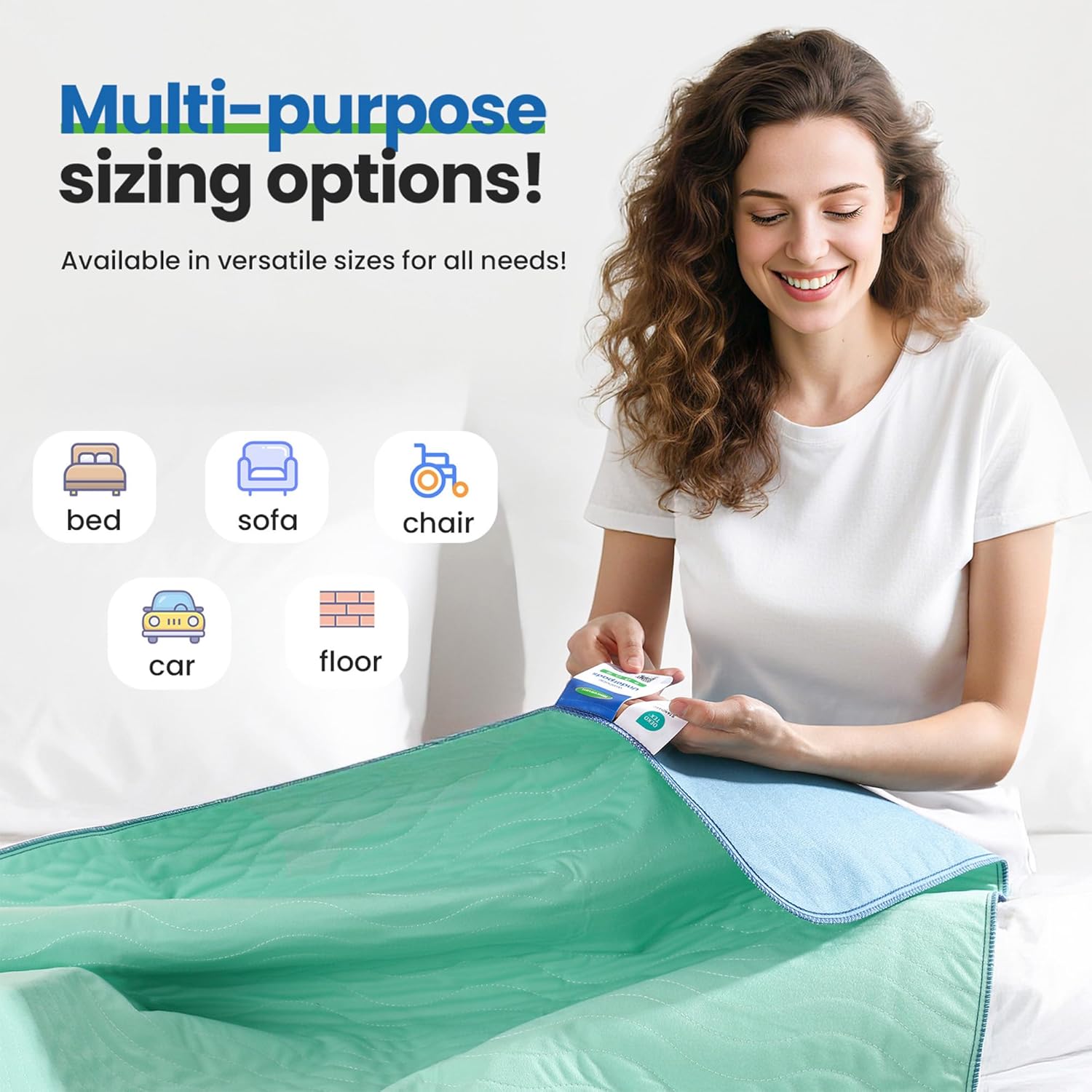 Noovirum® Washable Underpads - Heavy Absorbency Incontinence Bed Pads | 34"x36" (Pack of 4) - Waterproof & Reusable