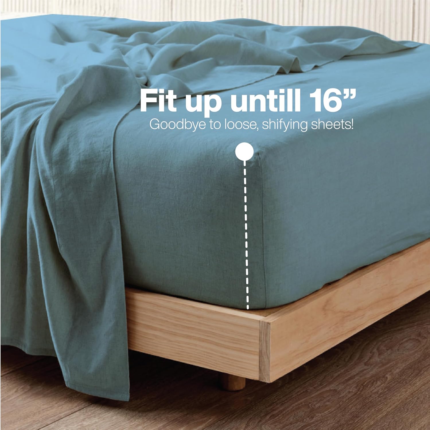 QUEENSBAY Queen Sheet Set - 4 Pieces Super Soft Microfiber with 16-Inch Deep Pocket | Cooling & Wrinkle-Free Aqua Blue Bedding