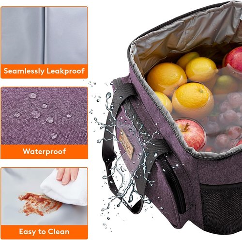 Lifewit Insulated Lunch Bag - Large Soft Cooler Tote for Adults | Purple 24-Can Capacity (15L)