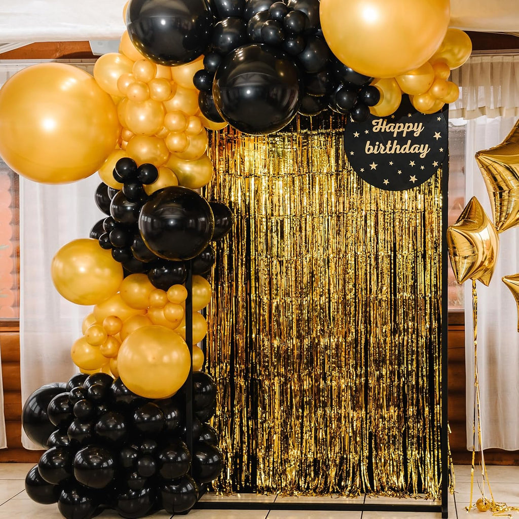 RUBFAC Black Balloons - 135pcs in Various Sizes (5-18 Inch) for Halloween, Birthday & Wedding Decor