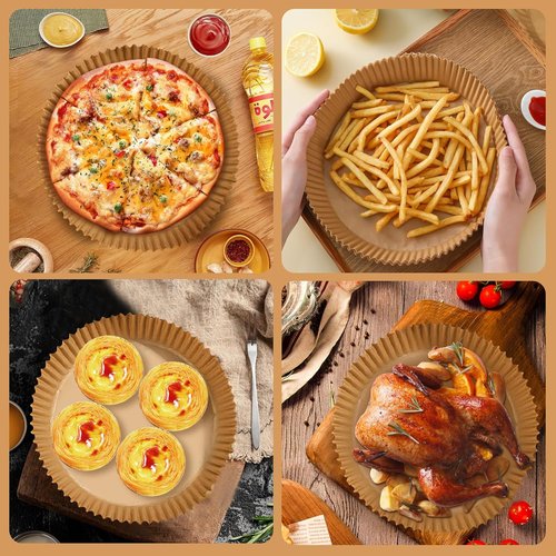 200PCS Air Fryer Liners - Non-Stick 8 Inch Parchment Paper for 5-8 QT Air Fryers | Waterproof & Oil-Proof