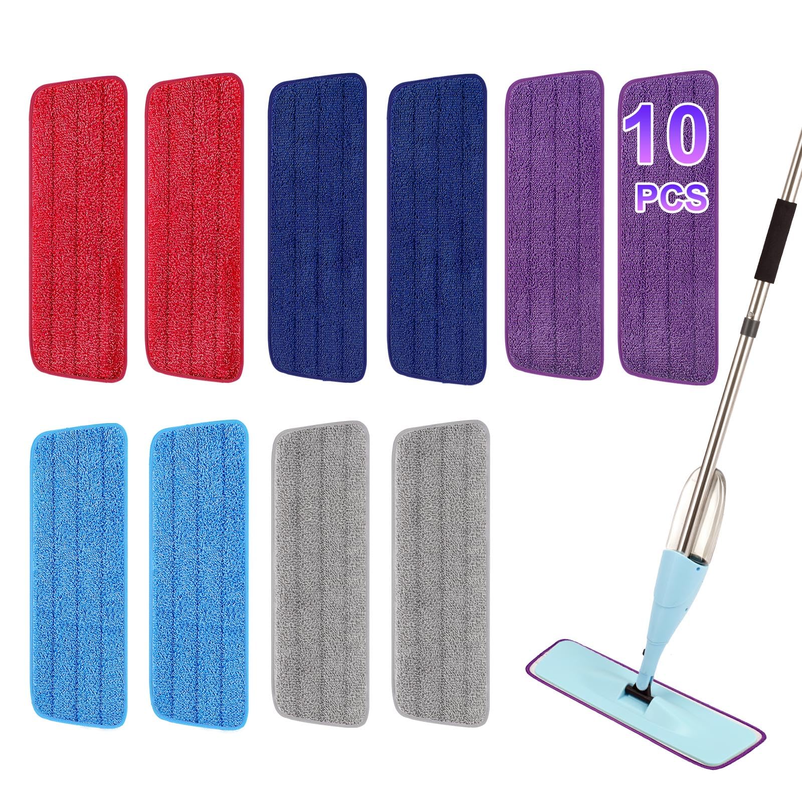 H-Gamely 16.5 inch Reusable Mop Pads Microfiber Spray Mop Replacement Heads for Wet/Dry Mops Compatible with Bona Floor Care System (5 Pack)